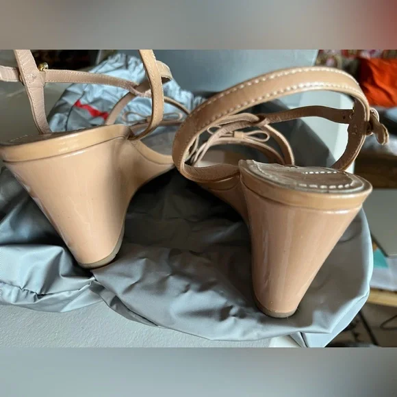 Prada Women's Tan Strappy Wedges - Picture 6 of 7